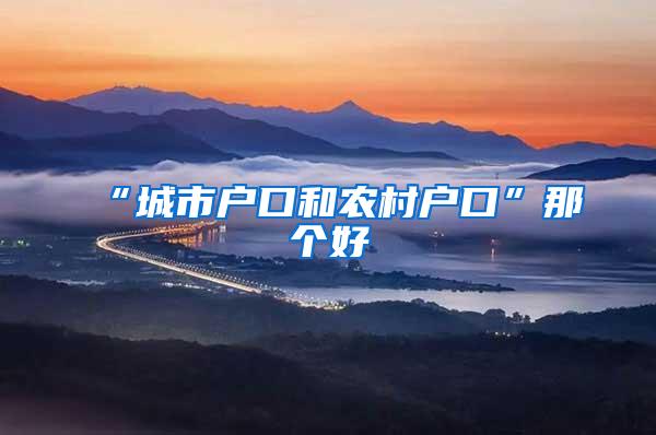 “城市户口和农村户口”那个好