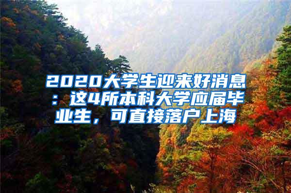2020大学生迎来好消息：这4所本科大学应届毕业生，可直接落户上海