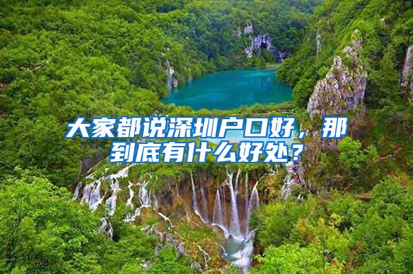 大家都说深圳户口好，那到底有什么好处？