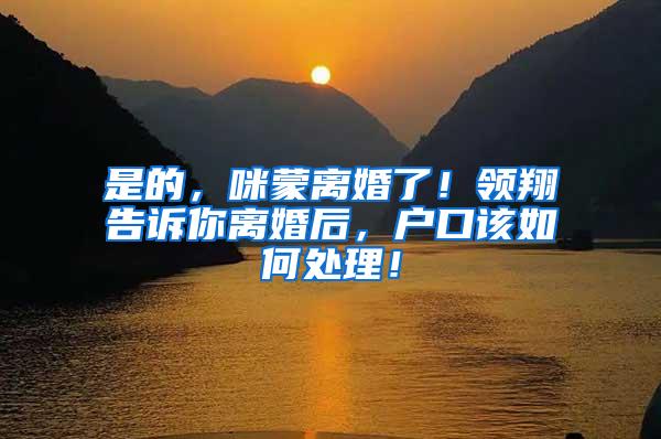 是的，咪蒙离婚了！领翔告诉你离婚后，户口该如何处理！