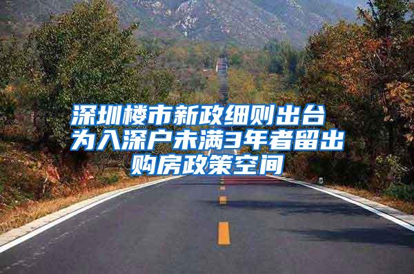 深圳楼市新政细则出台 为入深户未满3年者留出购房政策空间