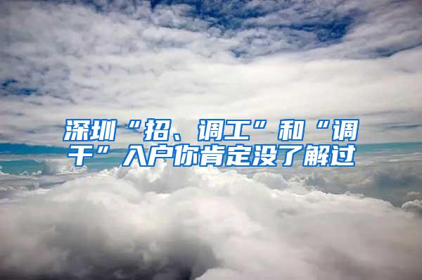 深圳“招、调工”和“调干”入户你肯定没了解过