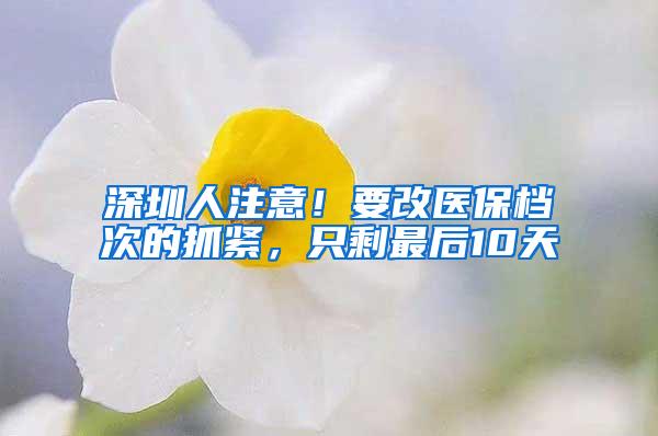 深圳人注意！要改医保档次的抓紧，只剩最后10天