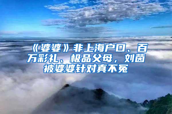 《婆婆》非上海户口、百万彩礼、极品父母，刘茵被婆婆针对真不冤