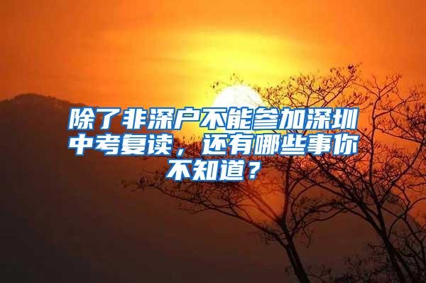 除了非深户不能参加深圳中考复读，还有哪些事你不知道？