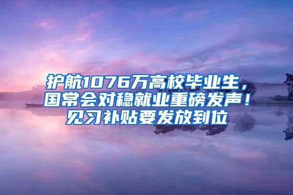 护航1076万高校毕业生，国常会对稳就业重磅发声！见习补贴要发放到位