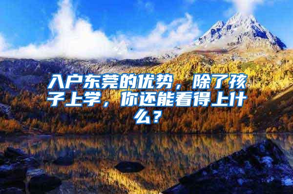 入户东莞的优势，除了孩子上学，你还能看得上什么？