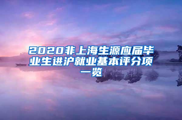 2020非上海生源应届毕业生进沪就业基本评分项一览