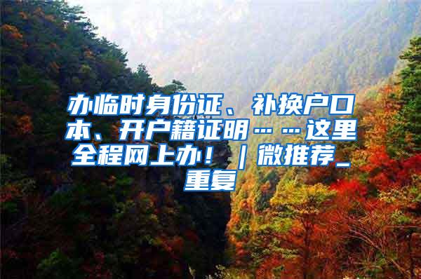办临时身份证、补换户口本、开户籍证明……这里全程网上办！｜微推荐_重复