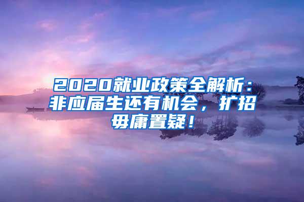 2020就业政策全解析：非应届生还有机会，扩招毋庸置疑！