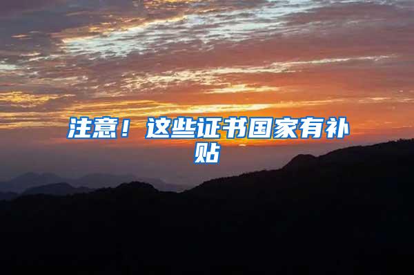 注意！这些证书国家有补贴