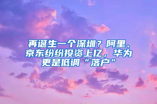 再诞生一个深圳？阿里、京东纷纷投资上亿，华为更是低调“落户”