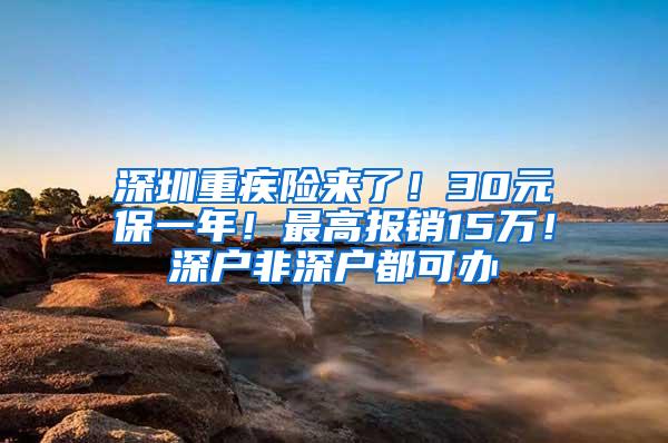 深圳重疾险来了！30元保一年！最高报销15万！深户非深户都可办