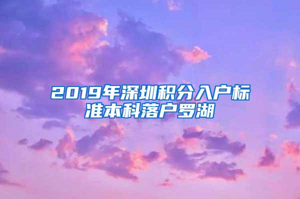 2019年深圳积分入户标准本科落户罗湖