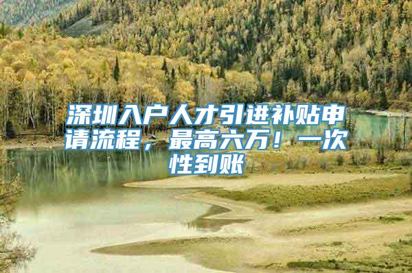 深圳入户人才引进补贴申请流程，最高六万！一次性到账