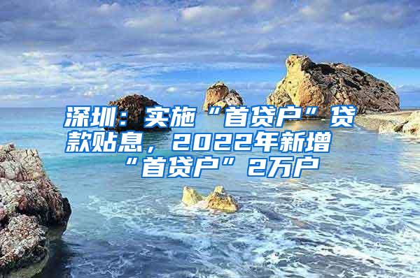 深圳：实施“首贷户”贷款贴息，2022年新增“首贷户”2万户