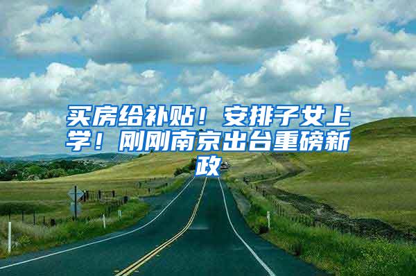 买房给补贴！安排子女上学！刚刚南京出台重磅新政