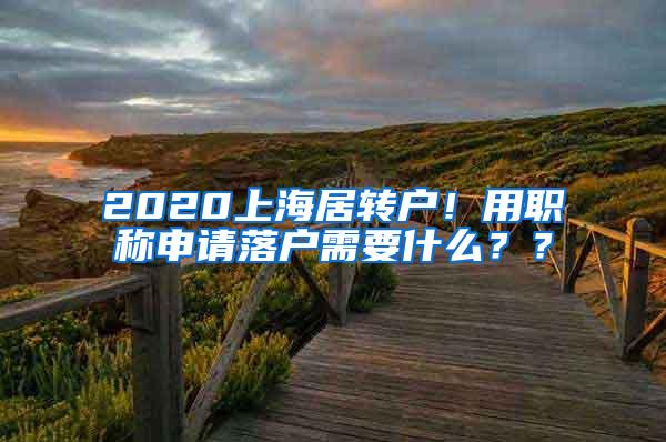 2020上海居转户！用职称申请落户需要什么？？