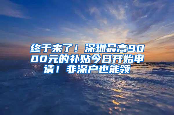 终于来了！深圳最高9000元的补贴今日开始申请！非深户也能领