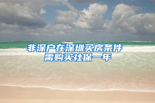 非深户在深圳买房条件 需购买社保一年