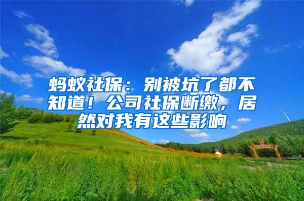 蚂蚁社保：别被坑了都不知道！公司社保断缴，居然对我有这些影响