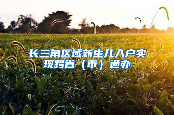 长三角区域新生儿入户实现跨省（市）通办