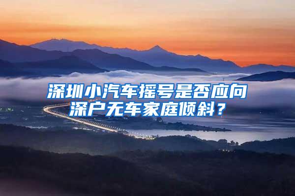 深圳小汽车摇号是否应向深户无车家庭倾斜？