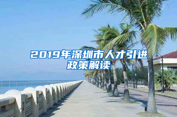 2019年深圳市人才引进政策解读