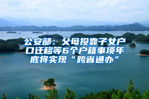 公安部：父母投靠子女户口迁移等6个户籍事项年底将实现“跨省通办”
