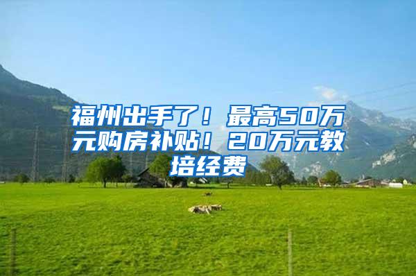 福州出手了！最高50万元购房补贴！20万元教培经费