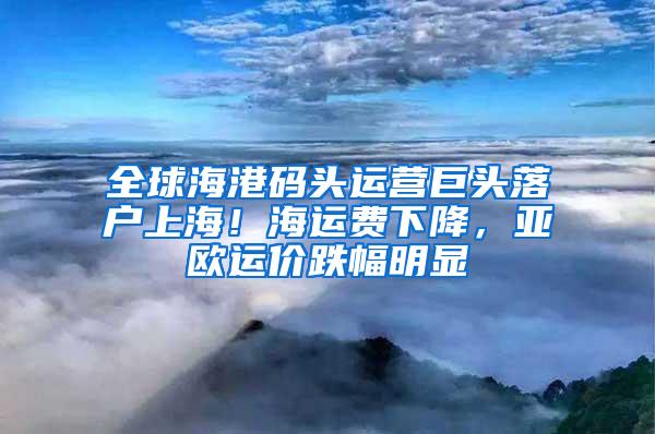 全球海港码头运营巨头落户上海！海运费下降，亚欧运价跌幅明显