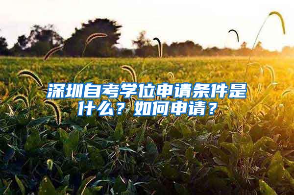 深圳自考学位申请条件是什么？如何申请？