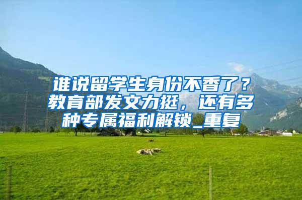 谁说留学生身份不香了？教育部发文力挺，还有多种专属福利解锁_重复