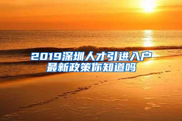 2019深圳人才引进入户最新政策你知道吗