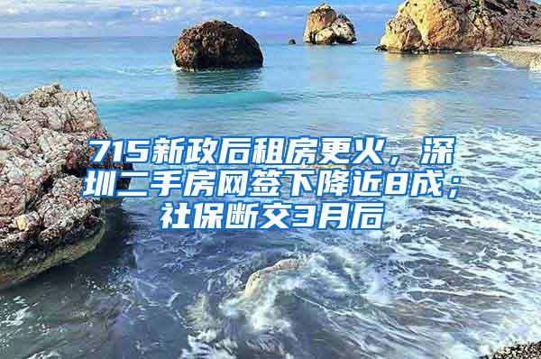 715新政后租房更火，深圳二手房网签下降近8成；社保断交3月后