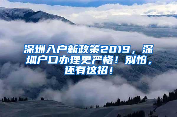 深圳入户新政策2019，深圳户口办理更严格！别怕，还有这招！