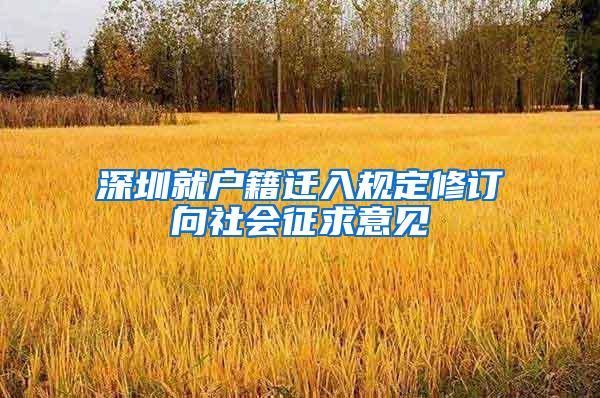 深圳就户籍迁入规定修订向社会征求意见