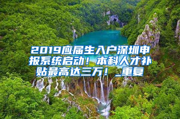 2019应届生入户深圳申报系统启动！本科人才补贴最高达三万！_重复