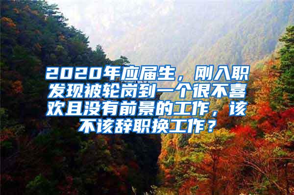 2020年应届生，刚入职发现被轮岗到一个很不喜欢且没有前景的工作，该不该辞职换工作？