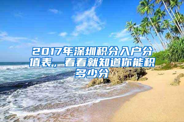 2017年深圳积分入户分值表，看看就知道你能积多少分