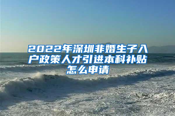 2022年深圳非婚生子入户政策人才引进本科补贴怎么申请