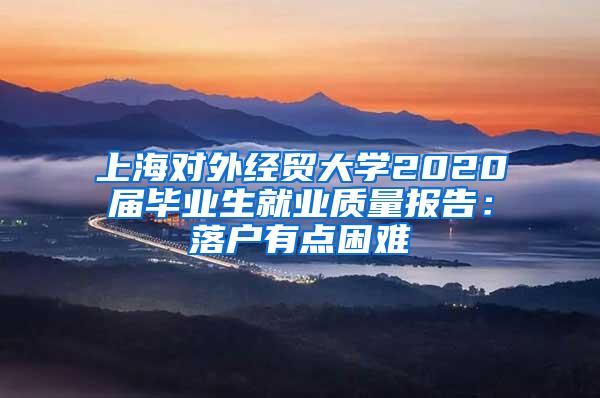 上海对外经贸大学2020届毕业生就业质量报告：落户有点困难