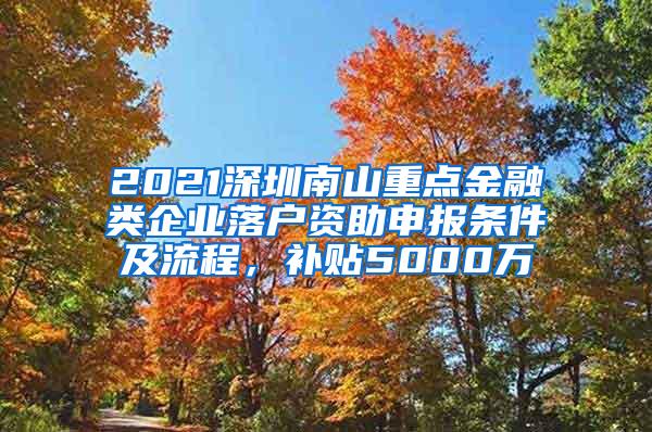 2021深圳南山重点金融类企业落户资助申报条件及流程，补贴5000万