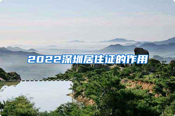 2022深圳居住证的作用