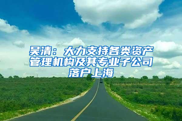 吴清：大力支持各类资产管理机构及其专业子公司落户上海