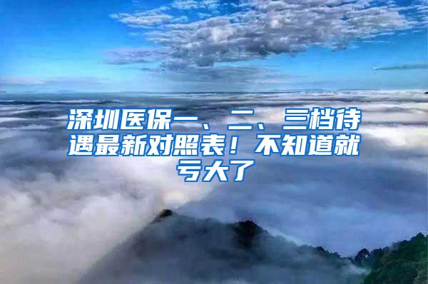 深圳医保一、二、三档待遇最新对照表！不知道就亏大了