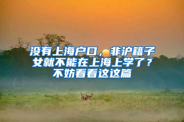 没有上海户口，非沪籍子女就不能在上海上学了？不妨看看这这篇