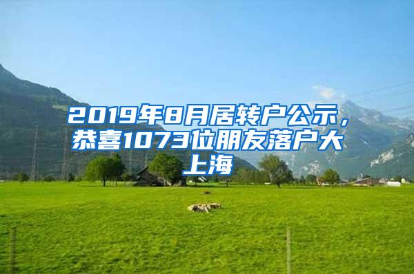 2019年8月居转户公示，恭喜1073位朋友落户大上海