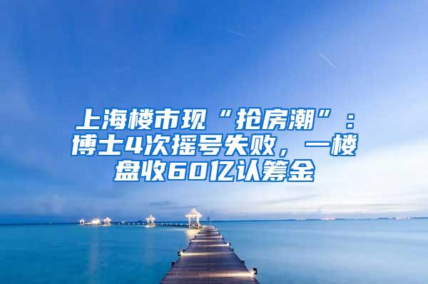 上海楼市现“抢房潮”：博士4次摇号失败，一楼盘收60亿认筹金