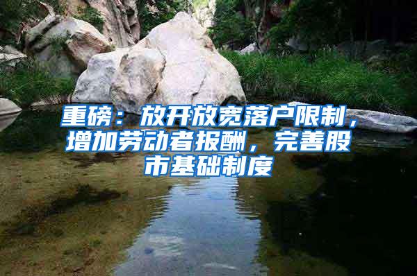 重磅：放开放宽落户限制，增加劳动者报酬，完善股市基础制度